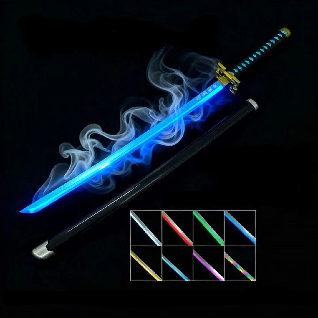 Black and blue GlowKatanaX style with glowing blue blade and mist